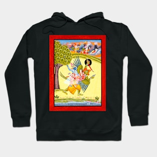 Narayana Vishnu & Lakshmi on Garuda, Apsarasas In Sky 1730 Rajasthan India Hoodie